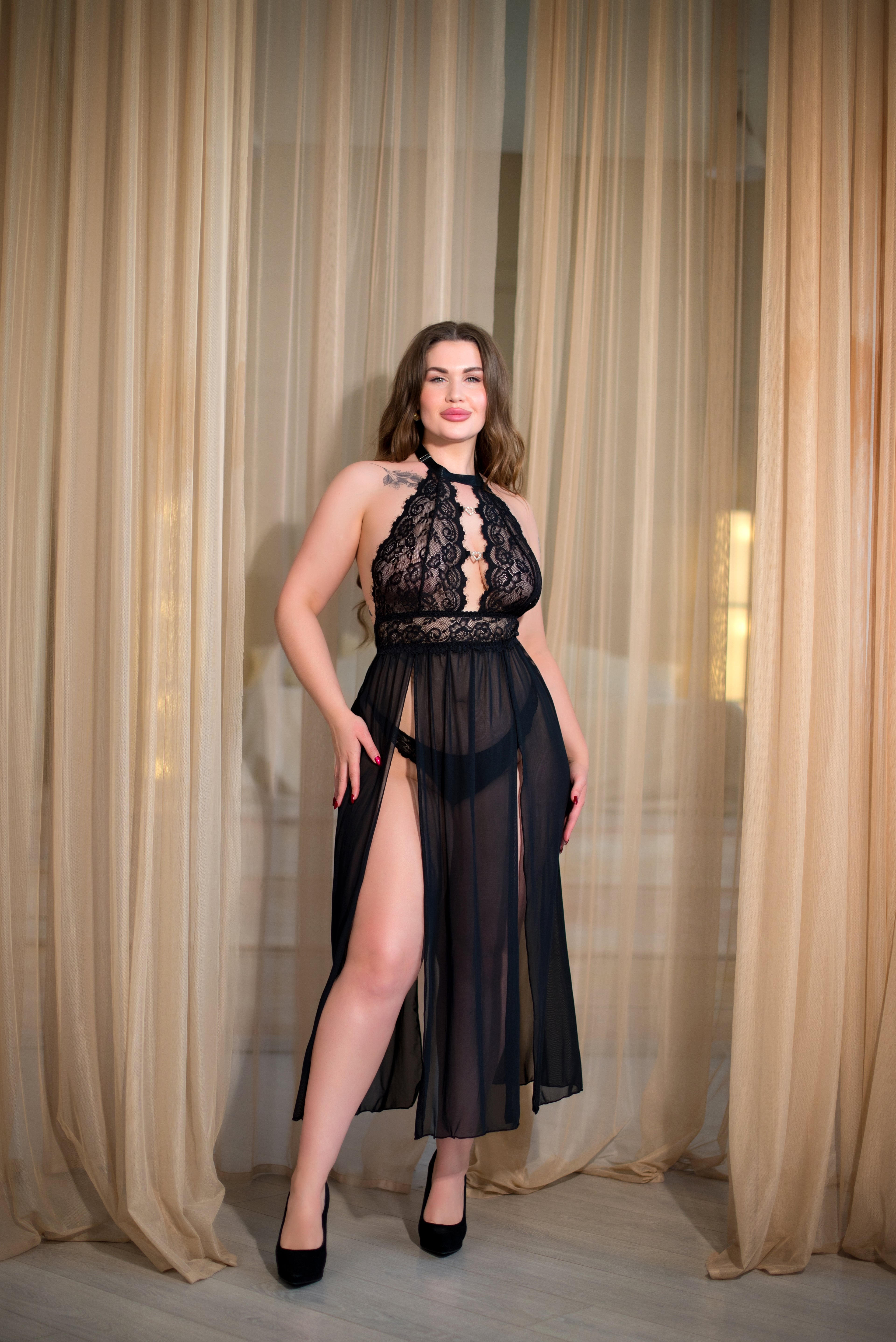 Bielizna nocna MUSE czarna + stringi