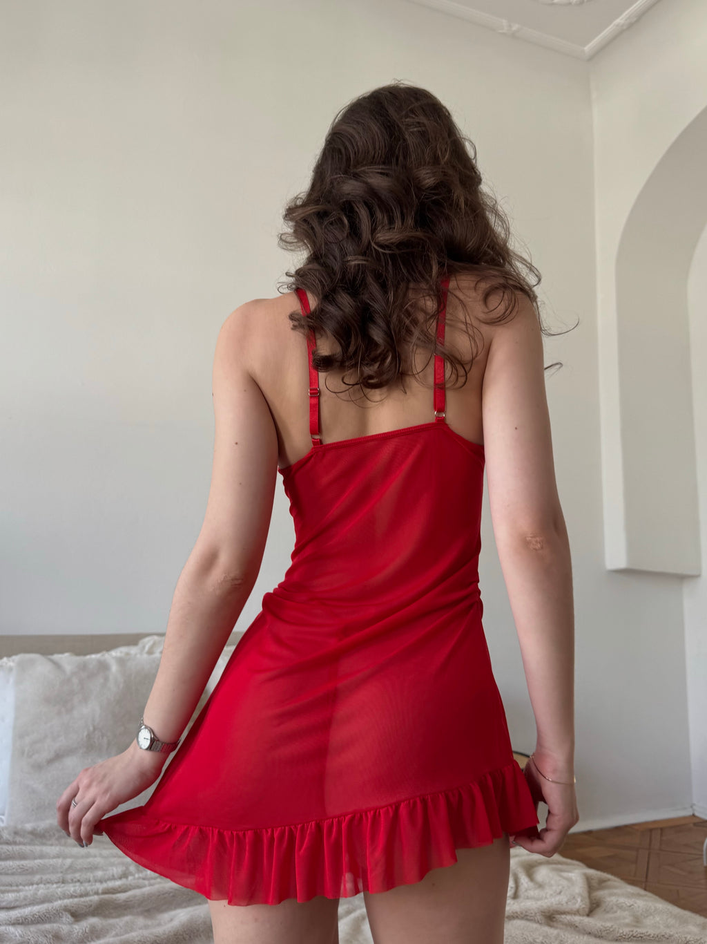 Koszula nocna BELLA czerwona + stringi